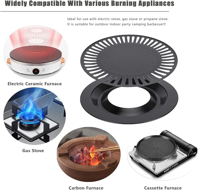 Eboxer Korean BBQ Grill Pan Non stick Barbecue Plate for Indoor Outdoor Grilling, Bakeware for Home Camping