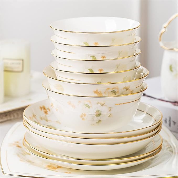 Simple Dining Plate Ceramic Tableware Set with 63 Pieces of Kitchen Dishes Combination