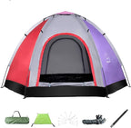 GeRRiT Family Tent with Awning, 2-6 Person Tunnel Tent, Outdoors Automatic Pop Up Beach Tent, Automatic Camping Backpacking Dome Shelter for Family, Festival, Hiking, Backpacking & Mountaineering
