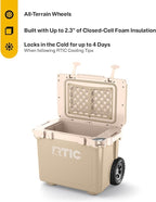RTIC 22 QT Ultra-Light Wheeled Cooler with Handle, Hard Insulated Portable Ice Chest Box for Beach, Drink, Beverage, Camping, Picnic, Fishing, Boat, Barbecue