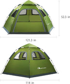 MOON LENCE Pop Up Camping Tent, 3-4 Person Portable Automatic Instant Tent Windproof for Camping, Hiking, Mountaineering
