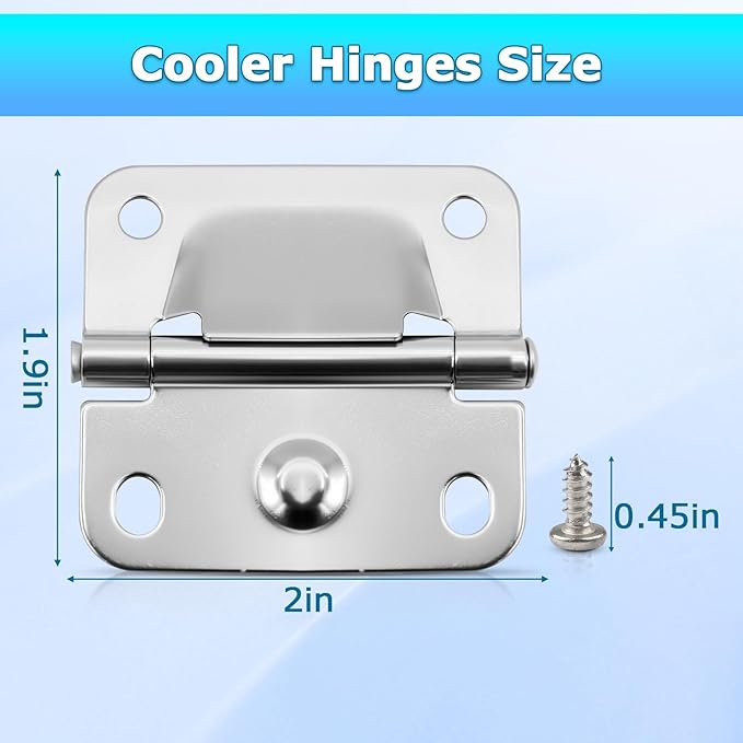 Cooler Stainless Steel Hinge for Coleman Camping Cooler 5235 5250 5286b 6262 6270, for Coleman Ice Chest Hinges, with Screws, 4-PCS