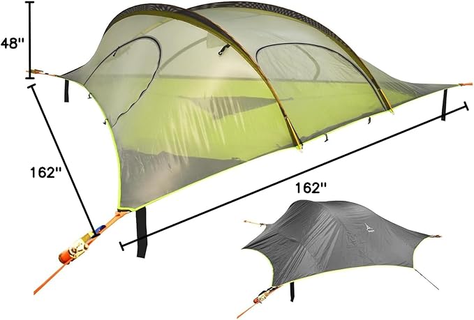 Tentsile Stingray V3 Tree Tent, Camping Hammock Tent, 3P Capacity, Portable Tree House Shelter for Campers, Backyards, Campgrounds, Designed in The UK