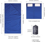 100% Cotton Sleeping Bag Liner with Full Length Zipper on 3 Sides; Single/Double Adult Sleep Sack for Travel & Camping, Multifunctional Travel Sheets (Unzipped 87”x87”) for Hotel, Lightweight