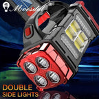 High Lumens Solar Flashlight - LED Work Light with USB-C Rechargeable, Waterproof, Multi-Function Flashlight & Lantern for Camping, Emergencies, and Outdoor(RED)