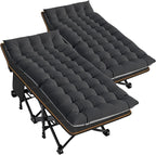 DoCred Oversized XXL Folding Camping Cot with Mattress, 2 Pack Heavy Duty Sleeping Cot Bed Portable Adults Outdoor Bed with Carry Bag, Travel Camp Cots