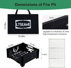16.5 inch Portable Fire Pit with BBQ Grill for Collapsible Plug Fire Pit Suitable for Camping, Picnics, Courtyards, Garden Bonfires and Outdoor Firewood with Storage Bag (Square S-16.5in)