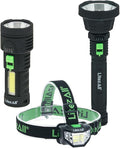 LitezAll Rechargeable Flashlight and Headlamp Combo Pack | 1000 Lumen LED Handheld Flashlight & 250 Lumen Head Lamp | USB Rechargeable, Weather Resistant, Red Light Mode for Camping & Emergencies