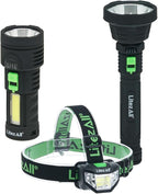 LitezAll Rechargeable Flashlight and Headlamp Combo Pack | 1000 Lumen LED Handheld Flashlight & 250 Lumen Head Lamp | USB Rechargeable, Weather Resistant, Red Light Mode for Camping & Emergencies