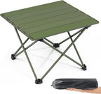 Small Folding Camping Table with Carry Bag, Portable Ultralight Compact Aluminum Beach Table, Foldable Mini Collapsible Camp Tables for Hiking Picnic Travel Cooking Outdoor, Green