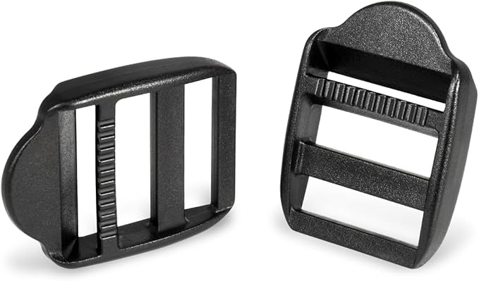 CooBigo 12 Pack Plastic Ladder Lock Buckles, 1" Ladder Slider Buckle for Backpack Strap Nylon Webbing Clip Replacement, Outdoor Camping Gear Sleeping Bag Tent Tie Down Strap Accessories (Black)