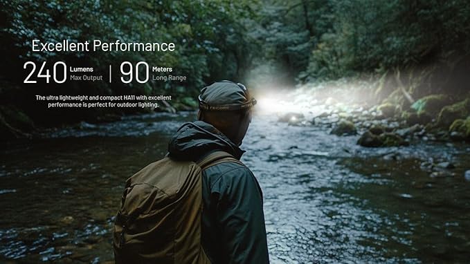 Nitecore HA11 Camping Headlamp, 240 Lumen Ultra Lightweight, use 1xAA Battery with Multi-Purpose Clip (Strap Headband)