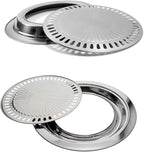 Saim Korean BBQ Grill Pan,Stainless Steel Non-Stick Roasting Smokeless Barbecue Grill Pan,Round Korean Style Stovetop for Indoor Outdoor Camping BBQ