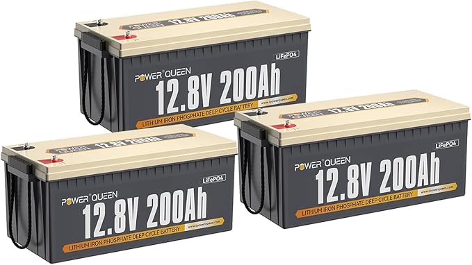Power Queen 12V 200Ah LiFePO4 Battery 2560Wh, RV Lithium Battery up to 15000 Deep Cycles, Backup Power for Solar Off Grid, Home Energy Storage, Camper Van Trailer