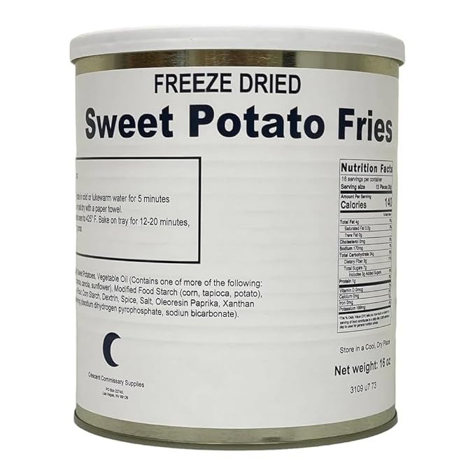 Military Surplus Freeze-Dried Sweet Potato Fries 16 Oz Long-Term Storage Survival Food, Perfect for Emergency Preparedness & Camping | Pantry Staples 25+ Year Shelf Life Made in USA Pack of 1
