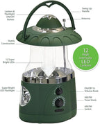NORTHPOINT 190485 12-LED Lantern with 4-LED Flashlight & AM/FM Radio (Green)