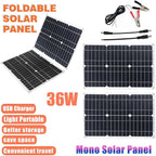 36W Foldable Solar Panel with USB, 6000W Car Power Inverter Kit, DC12V-AC110V/220V, Complete Solar Power System for Camping, Outdoor, Emergency Charging