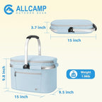ALLCAMP Picnic Basket - Insulated Cooler, Thickening Foldable Picnic Basket with Removable Baskets & Sewn-in Frame, Basket for House Warming Gifts New Home(Light Blue)