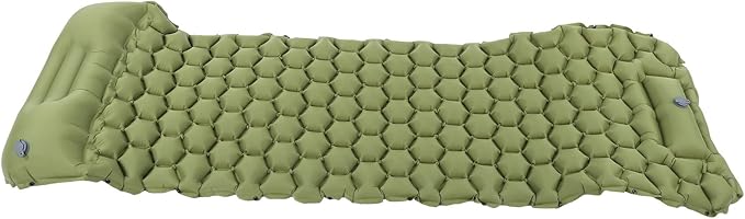Camping Sleeping Pad Mat | 40D Nylon Fabric & TPU Laminate | Inflatable Cushion Mattress for Tent/Hiking/Travel | 2 - Way Valve, 700g Lightweight (Green)