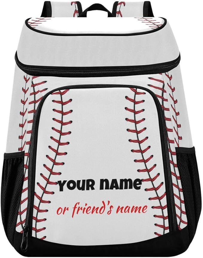 xigua Sport Stripe Baseball Cooler Backpack Leakproof Large Capacity Insulated Backpack Cooler Bag Lunch Bag for Work/Hiking/Camping/Beach/Fishing