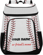 xigua Sport Stripe Baseball Cooler Backpack Leakproof Large Capacity Insulated Backpack Cooler Bag Lunch Bag for Work/Hiking/Camping/Beach/Fishing