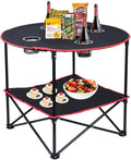 LEADALLWAY Camping Table Folding Picnic Table with 4 Cup Holders and Carrying Bags Collapsible Canvas Portable Tables Folding for BBQ Outdoor Fishing | 4 Cup Holders, Carrying Bags, Collapsible, BBQ, Outdoor, Fishing
