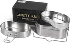 Goetland German Style M31 Military Mess Kit Mess Tin 304 Stainless Steel Backpacking Cookware Set Camping Pot Pan Set