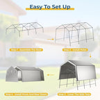 10 x 15 FT Carport, Portable Shed w/220G Heavy Duty Waterproof PE Tarp, Roll-up Zipper Door & Vent, Weather-Resistant Storage Shed for Motorcycle, Bike, ATV and Tools, Gray