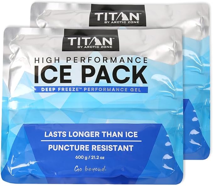 Arctic Zone Titan Deep Freeze Ice Pack- (2 Pack) 600 Gram High Performance Ice Pack - Long-Lasting, Puncture-Resistant Cold Pack Filled with Non-Toxic Gel…