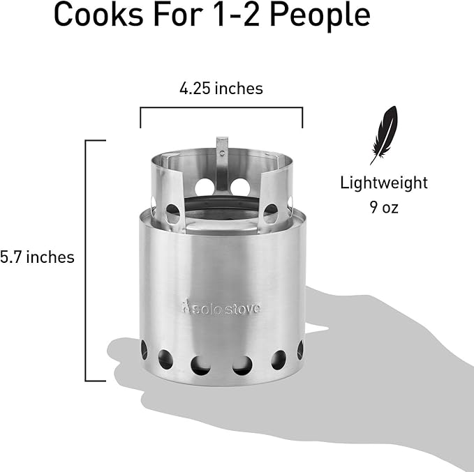 Solo Stove Lite - Portable Camping Hiking and Survival Stove | Powerful Efficient Wood Burning and Low Smoke | Gassification Rocket Stove for Quick Boil | Compact 4.2 Inches and Lightweight 9 Ounces