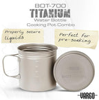 Vargo Titanium BOT Series | Vargo BOT - 700 | Titanium Cooking Pot and Water Bottle with Foldable Handles and Watertight Lid | 700ml (23 oz.)