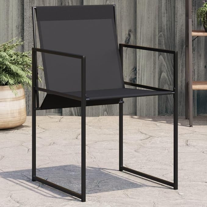 Folding Outdoor Chairs Set of 4 Black Textilene 19.7x21.7x33.1 in Powder-Coated Steel Frame Foldable Camp Chairs for Patio Garden Terrace