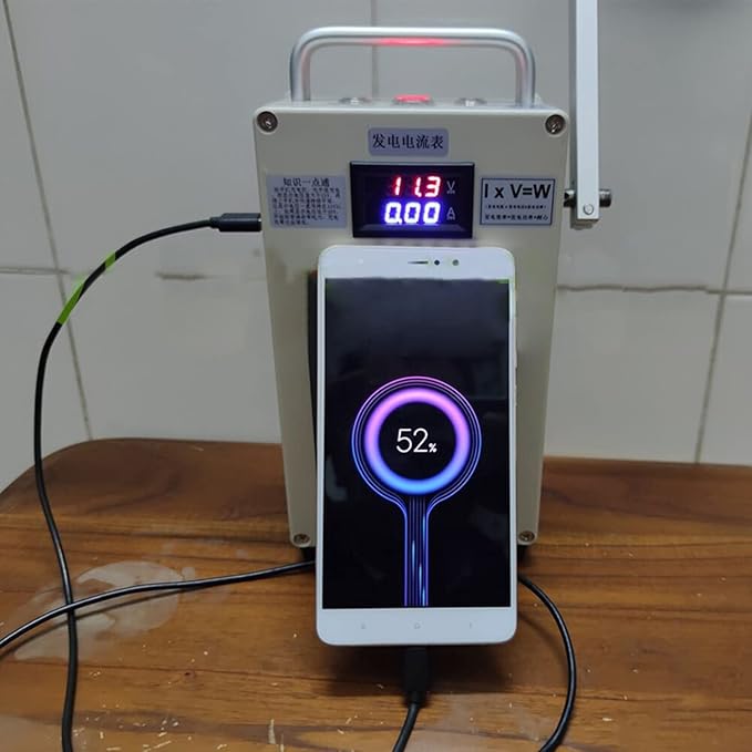 USB Hand Generator Manual Generator Power DC Generator High Power 20W Portable Outdoor Hand Generator Emergency Power Supply Suitable for Outdoor Camping