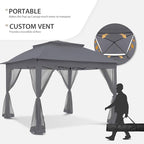 COOS BAY 11x11 Pop Up Gazebo with Mesh Netting, Instant Outdoor Canopy Tent, Water Resistant Shelter with UPF 50+ UV Protection, 121 Sq Ft Coverage, Dark Gray