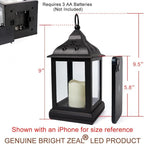 Bright Zeal 2-Pack 9.5" Vintage Decorative Candle Lantern with LED Flickering Flameless Candle (Black, 6-Key Remote) - Indoor Hanging Lanterns Decorative Lanterns Battery Powered LED Candle & Remote
