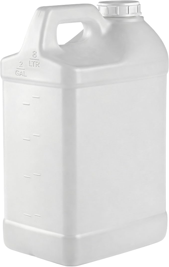 kitchentoolz 2 Gallon Water Jug with Lid – Heavy-Duty HDPE F-Style Plastic Jug for Drinking Water, Camping, Emergency Storage & Utility Liquids – Made in USA - 2 Pack