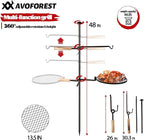Swivel Campfire Grill Grate Heavy Duty Camping Grill 360° Adjustable Over Fire Pit Grill for Outdoor Barbecue Camping Garden Dinner - 48" Rustproof Long Stakes