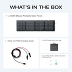 EF ECOFLOW 220W Portable Solar Panel, Bifacial Design Up to 25% Conversion Efficiency N-Type Solar Cell, with Adjustable Kickstand, IP68 Waterproof, Foldable Solar Panel for Camping RVing Home Backup