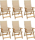 Folding Patio Chairs 6 pcs with Cushions Solid Acacia Wood Balcony Chairs Camping Chair Accent Chair Outdoor Chairs for Bedroom Dining Outdoor Patio