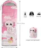 AILONEN Kawaii Panda Sleeping Bags,Lightweight & Waterproof,3 Season Warm & Cool Weather,Dreamy Purple Flower Animal Themed Sleeping Bags for Boys,Girls,Kids,Adults Travelling,Outdoors