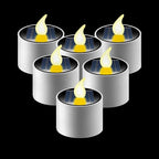 Solar Tea Lights Outdoor - 6 Pack Waterproof Rechargeable Dusk to Dawn Outdoor Lighting Flameless Flicker Reusable LED Solar Candles for Lanterns Camping Garden Home Decorations, 2.3''x2.1''