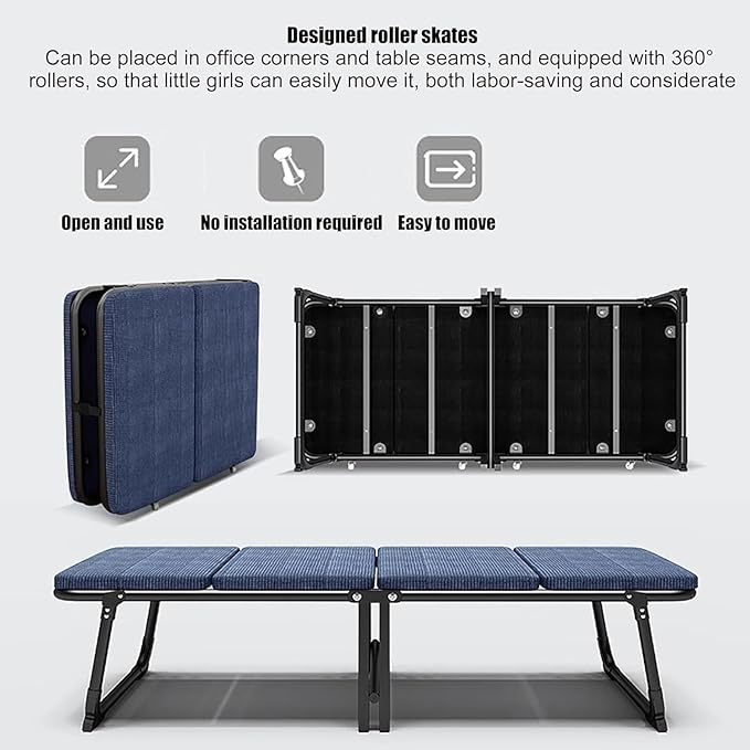 Roller Skating Shoe Design Camping Cot, Portable Folding Bed for Travel/Room/Office/Home Nap, Folding Cot with Mat for Adults