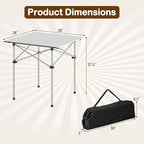 Giantex Folding Roll-up Camping Table, Outdoor Lightweight Aluminium Table for 4, Portable Square Table with Carry Bag for Picnic, Hiking, BBQ, Beach, Tailgating (28"x28"x27.5",Silver)