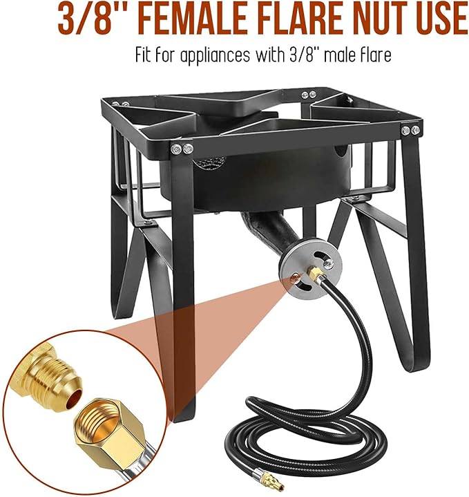7 FT RV Propane Quick Connect Hose to Grill, BBQ Quick Release LP Gas Line for Camp Chef Stove, Pit Boss Burner-1/4 Male Plug x 3/8 Female Flare-with Elbow Adapter for Blackstone 17"22"28''36''Griddle