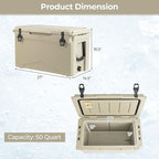 Goplus Hard Cooler, Insulated Ice Chest w/Portable Handles, Cup Holders, Ruler, Bottle Opener, 6 Day Ice Retention for Drink, Beverage, Camping, Fishing, Beach
