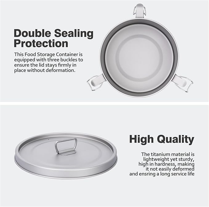 Boundless Voyage Titanium Sealed Lunch Box with Leak-Proof Lid Camping Cookware Lightweight Outdoor Cooking Pot for Backpacking Hiking Picnic & Travel Food Container (Ti2085C/0.9L)