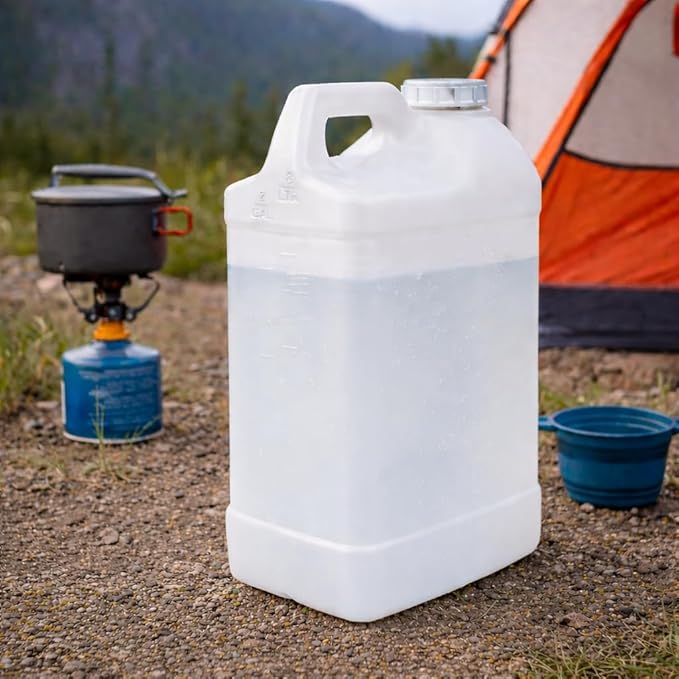 kitchentoolz 2 Gallon Water Jug with Lid – Heavy-Duty HDPE F-Style Plastic Jug for Drinking Water, Camping, Emergency Storage & Utility Liquids – Made in USA - 2 Pack