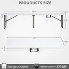 6ft Plastic Folding Bench with Carrying Handle & Lock, Portable Outdoor Bench in Garden Picnic Camping Dining Party Seat, Waterproof Bench for Soccer Activities, Firm and Durable (2Pack A)
