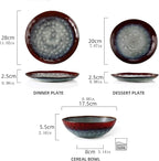 GaRcan Porcelain Dinnerware Set 16-Piece Bohemian Mandala Patterned Blue Porcelain Tableware Dinner Set with Dinner Plate,Dessert Plate,Bowl,Mug Dinnerware Set