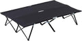 2 Person Folding Camping Cot for Adults, 50" Extra Wide Portable Sleeping Cot with Carry Bag, 300 lbs Capacity Elevated Camping Bed for Outdoor, Beach, Hiking, Black